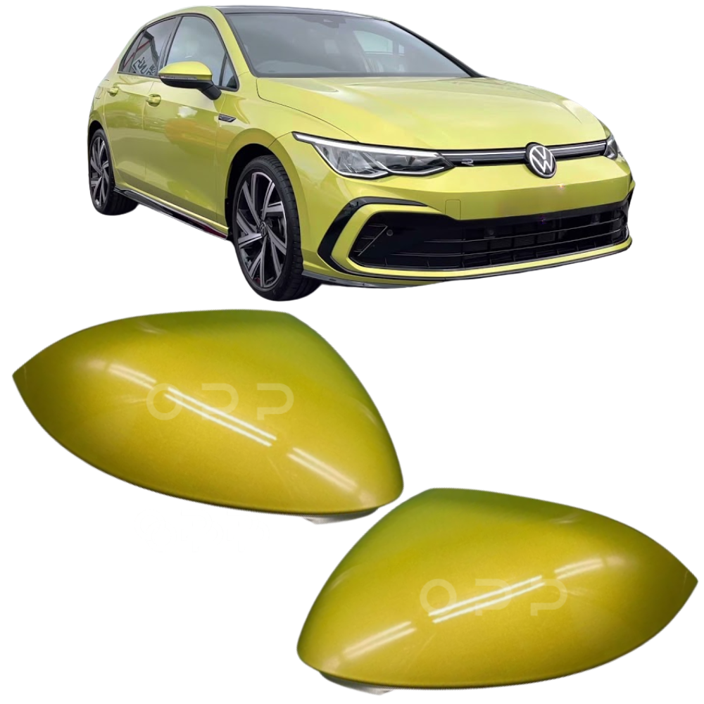 VW Golf MK8 2020- Door Wing Mirror Cover Painted Lime Yellow LL1W