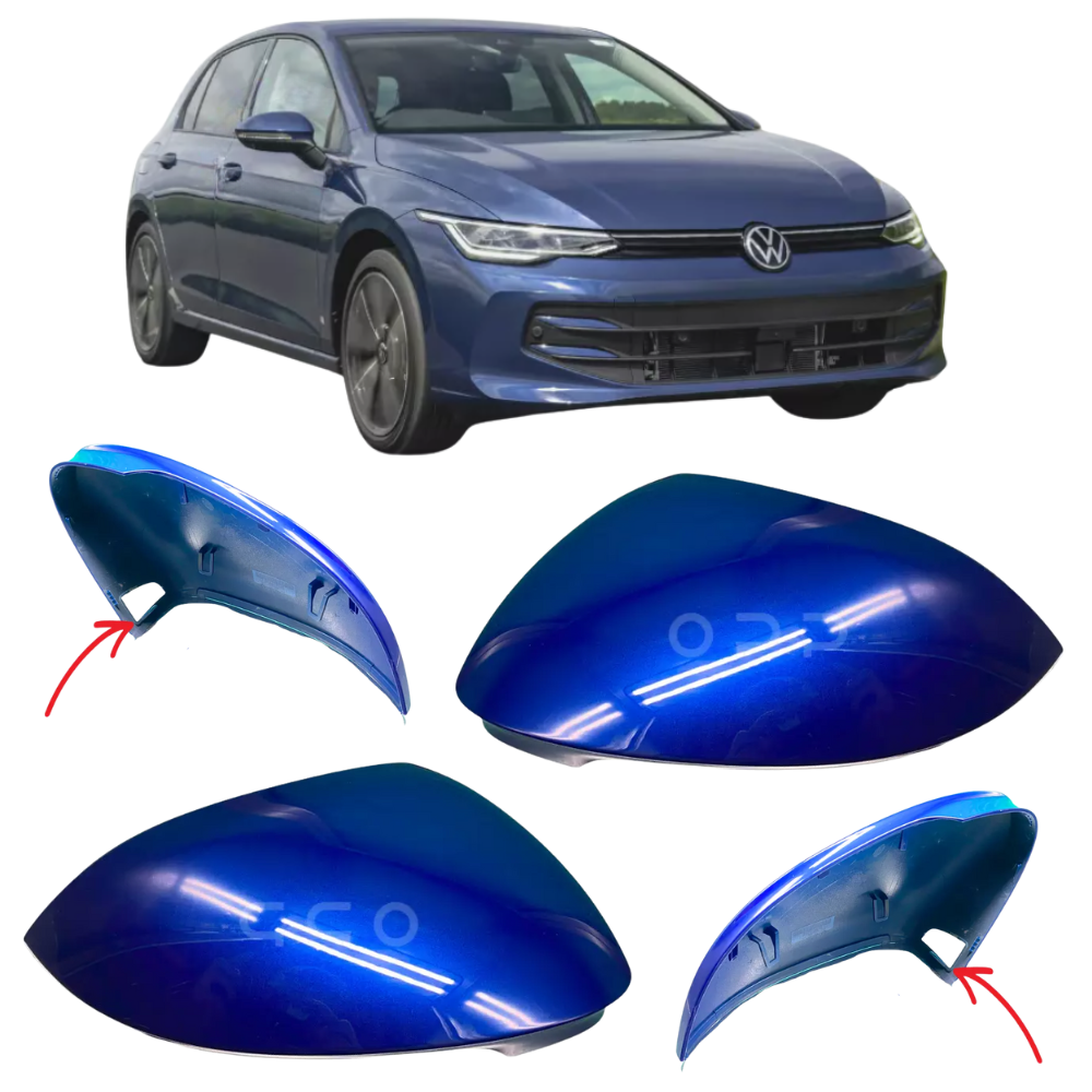 VW Golf MK8 2020- Door Wing Mirror Cover Painted Lapiz Blue Lane Assist