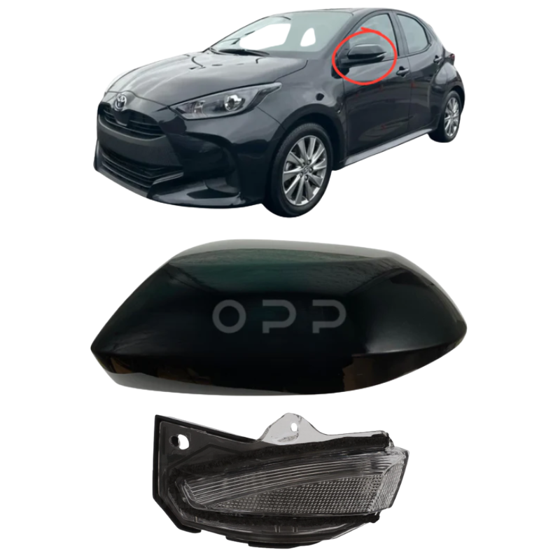 Toyota Yaris 2020- Door Wing Mirror Cover & Indicator Painted Gloss Black