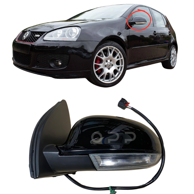 VW Golf MK5 2003-2009 Door Wing Mirror Complete Painted Electric Black Magic Pearl