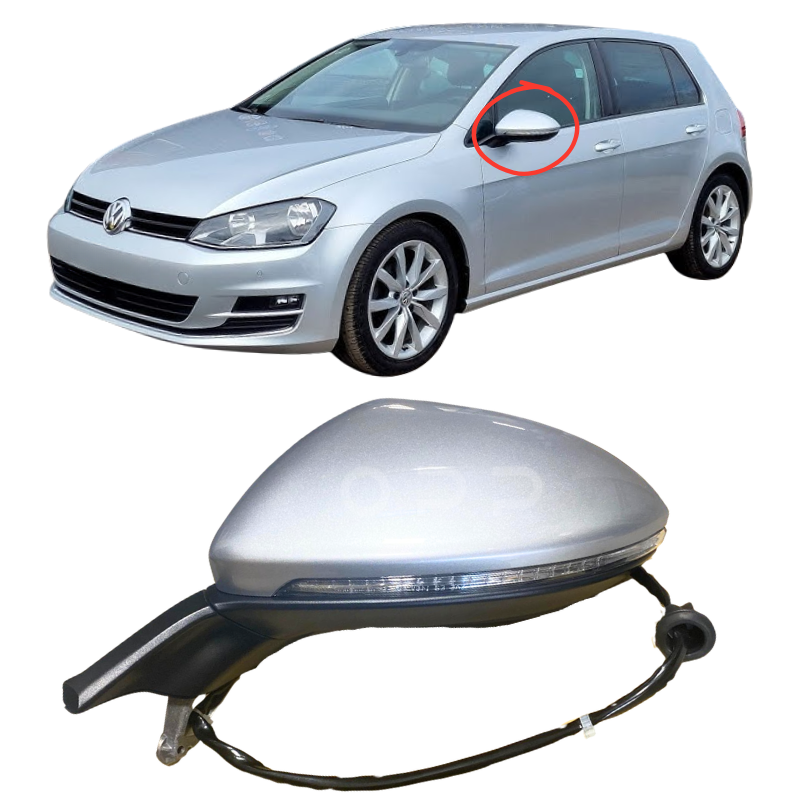 VW Golf MK7 2013-2020 Door Wing Mirror Complete Painted Reflex Silver LA7W