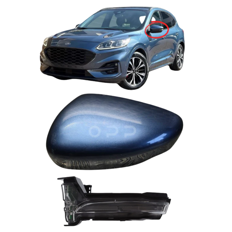 Ford Kuga 2019- Door Wing Mirror Cover & Indicator Painted Chrome Blue