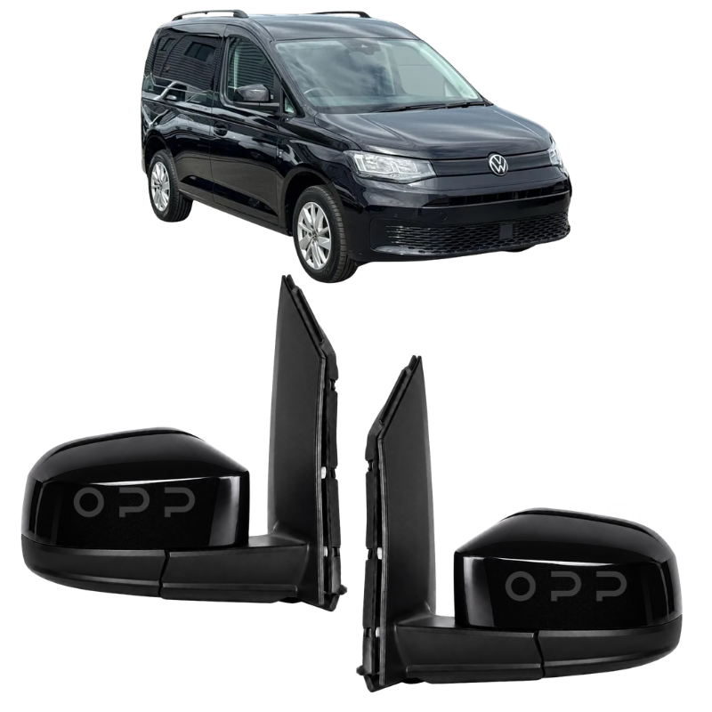 VW Caddy 2004-2021 Door Wing Mirror Electric Painted LC9X Deep Black Pearl