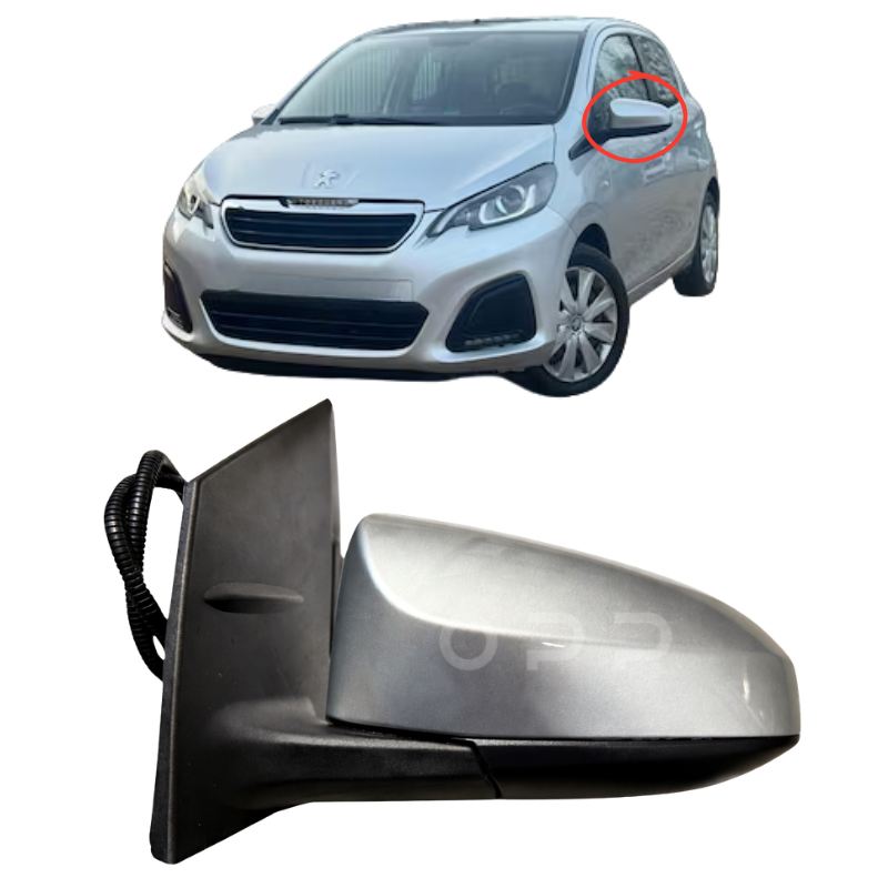 Peugeot 108 2014-2020 Door Wing Mirror Complete Electric Painted Silver