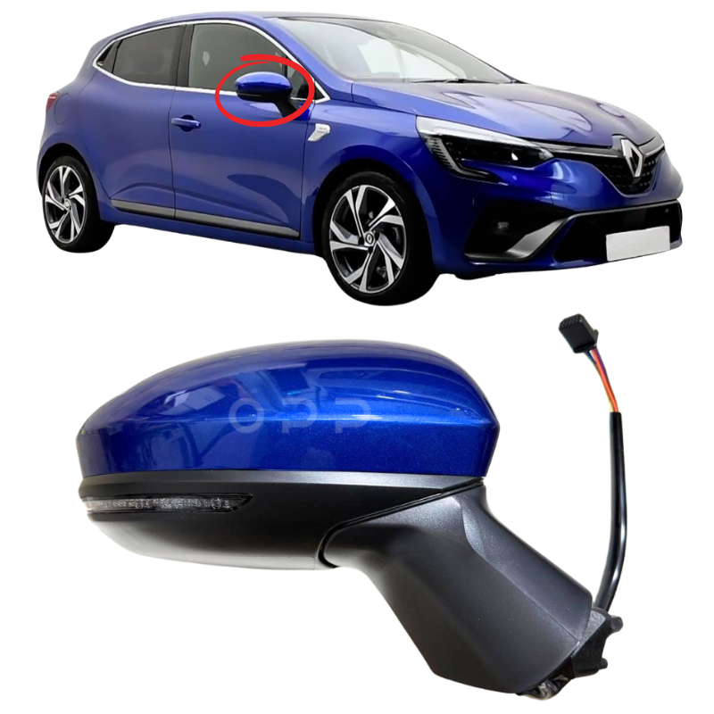 Renault Clio MK5 2019-2024 Door Wing Mirror Complete Painted Iron Blue RQH Electric Powerfold