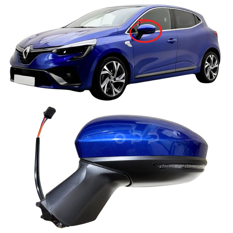 Renault Clio MK5 2019-2024 Door Wing Mirror Complete Painted Iron Blue RQH Electric Powerfold