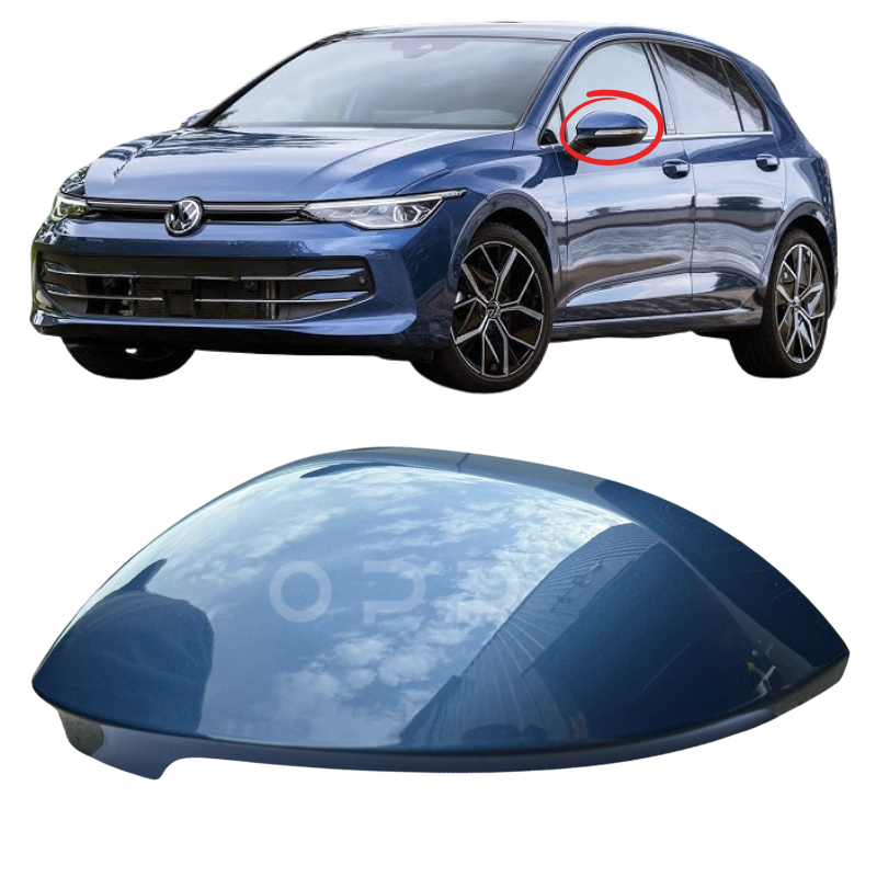 VW Golf MK8 2020- Door Wing Mirror Cover Painted Anemonen Blue LT5H