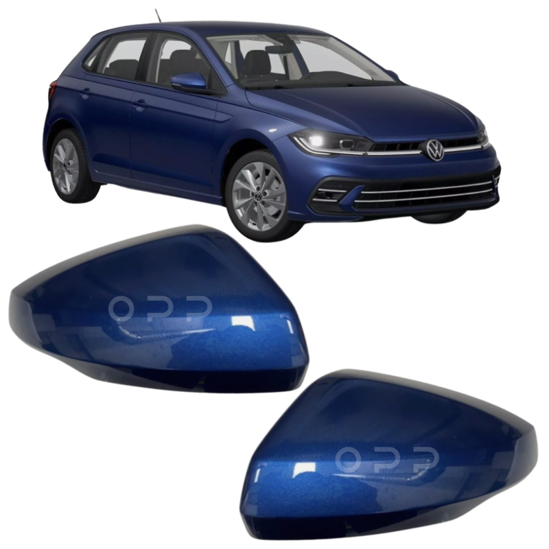 VW Polo MK6 2017-2022 Door Wing Mirror Cover Painted Blue