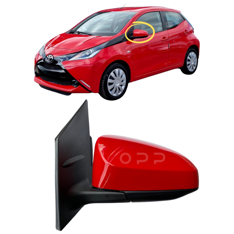 Toyota Aygo 2014-2020 Door Wing Mirror Complete Electric Painted Red