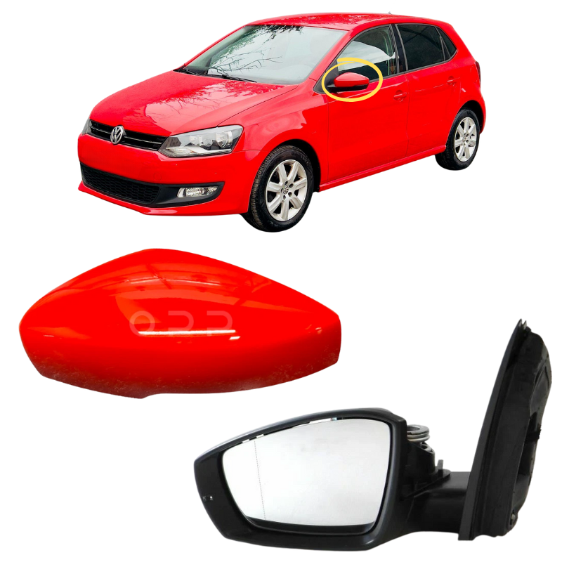 VW Polo 6R 2009-2016 Door Wing Mirror Complete Painted Tornado Red