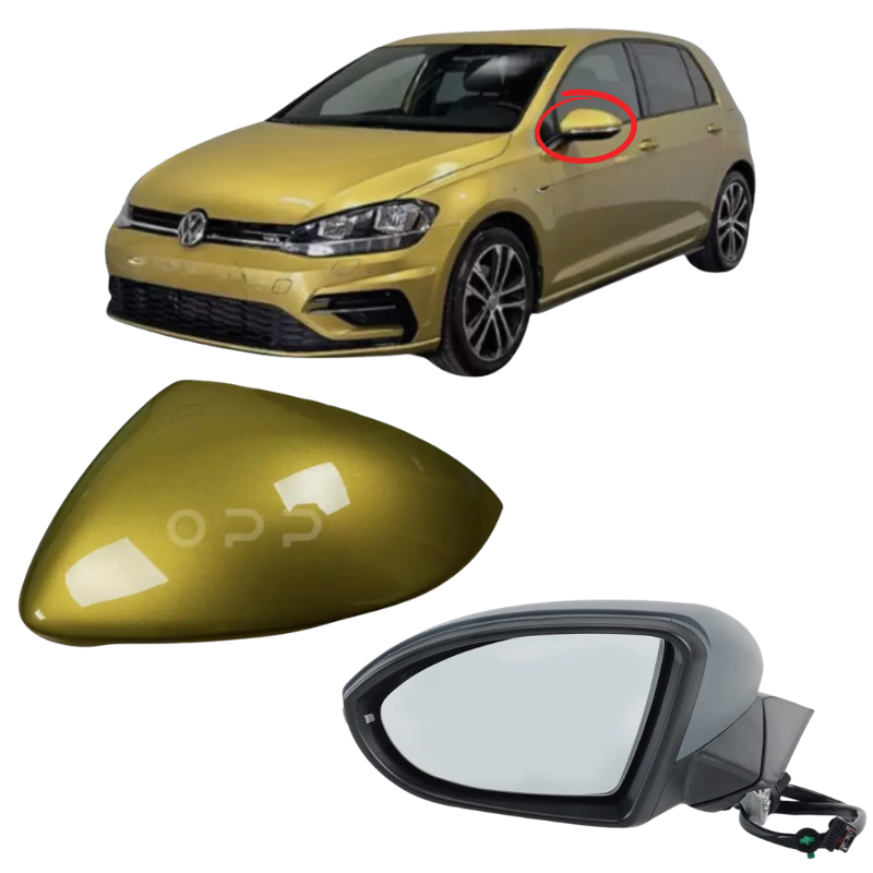 VW Golf MK7 2013-2020 Door Wing Mirror Complete Painted Turmeric Yellow Power Folding