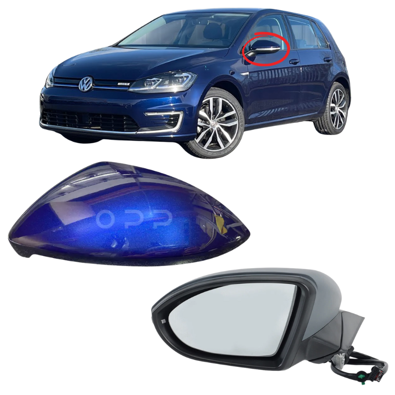 VW Golf MK7 2013-2020 Door Wing Mirror Complete Painted Atlantic Blue Power Folding