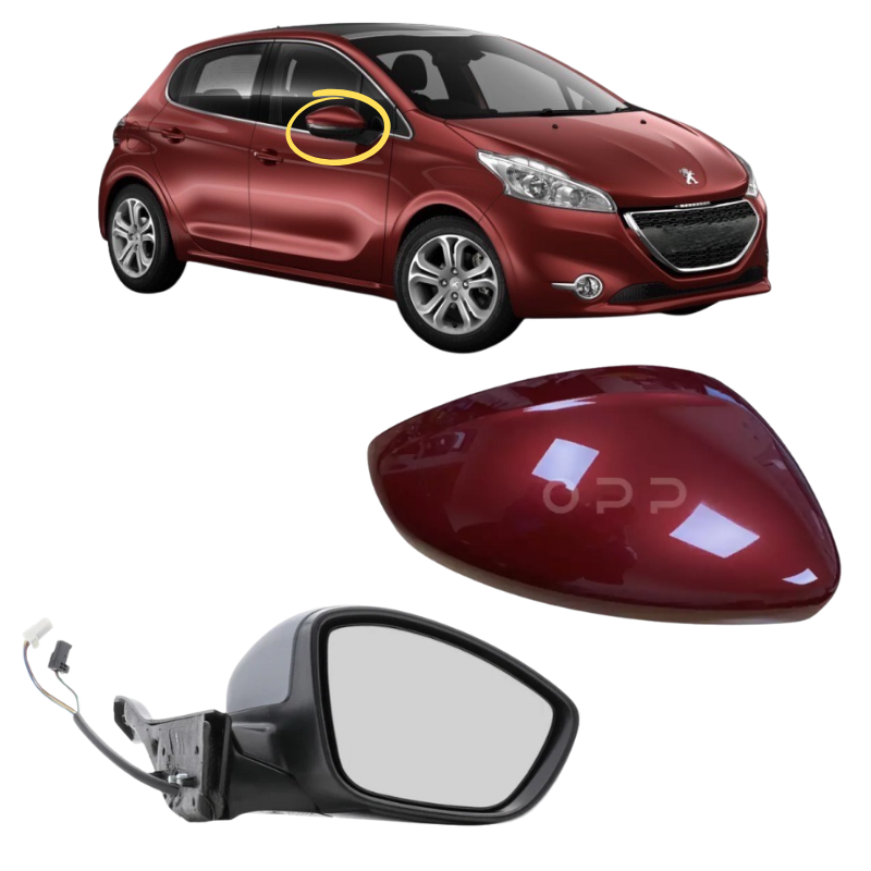 Peugeot 208 2012-2019 Door Wing Mirror Complete Electric Heated Rouge Erythree KJC