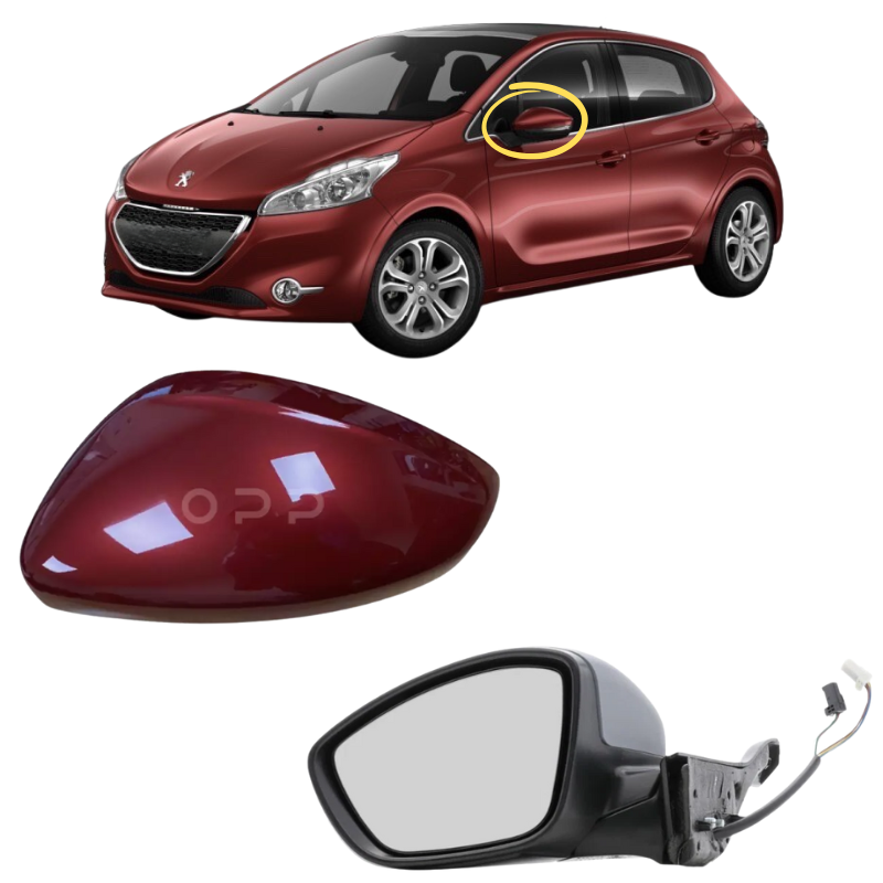 Peugeot 208 2012-2019 Door Wing Mirror Complete Electric Heated Rouge Erythree KJC