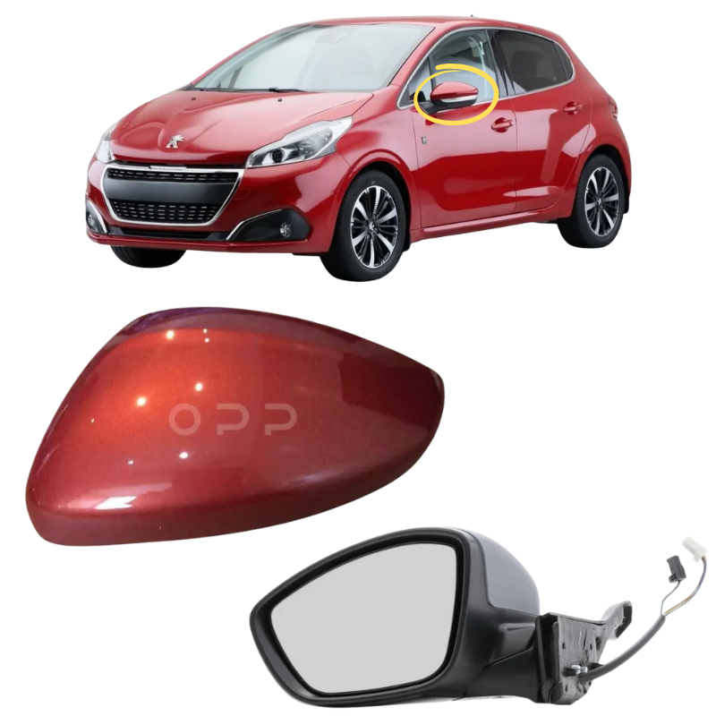 Peugeot 208 2012-2019 Door Wing Mirror Complete Electric Heated Rouge Tourmaline KHK