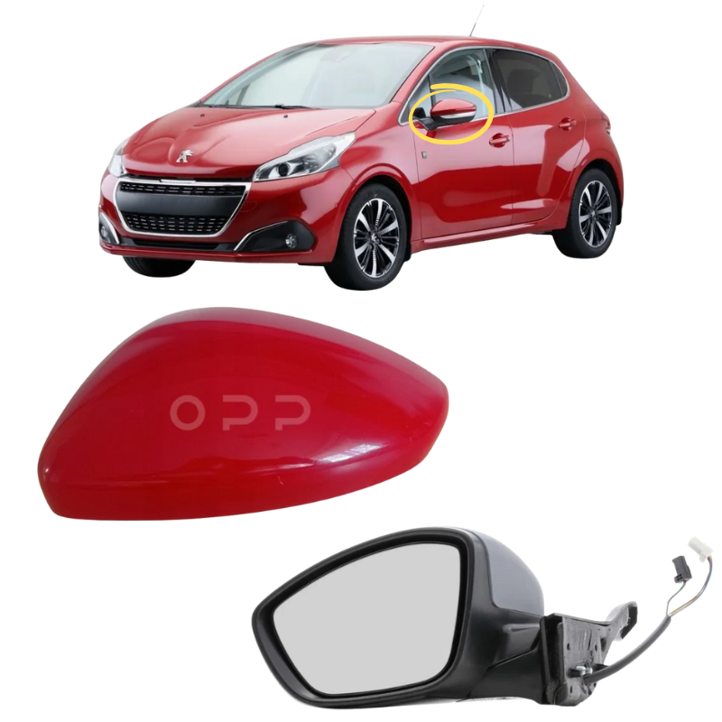 Peugeot 208 2012-2019 Door Wing Mirror Complete Electric Heated Aden Red KKN