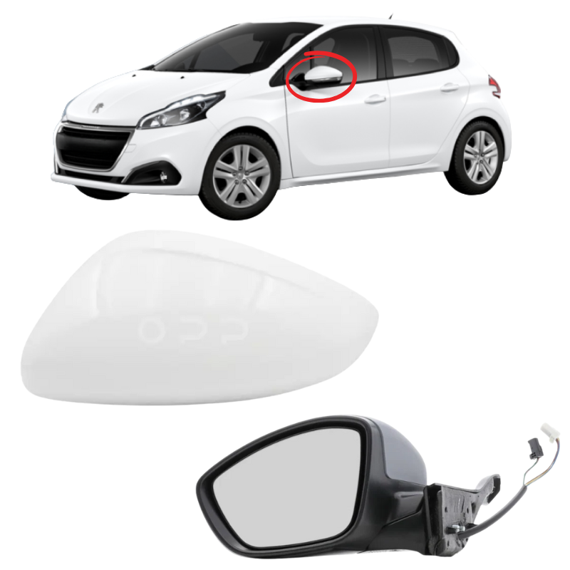Peugeot 208 2012-2019 Door Wing Mirror Complete Electric Heated Polar White EWP