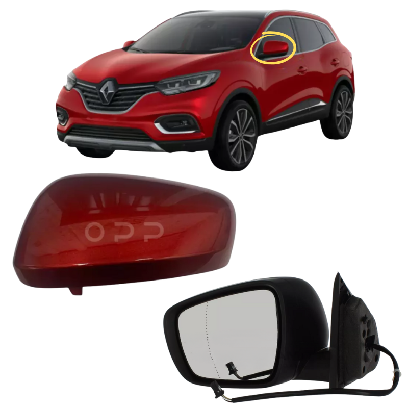 Renault Kadjar 2015-2023 Door Wing Mirror Complete Electric Heated Flame Red