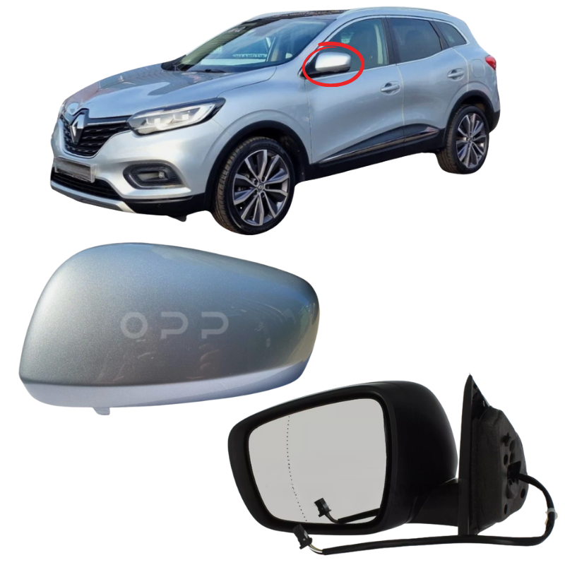 Renault Kadjar 2015-2023 Door Wing Mirror Complete Electric Heated Highland Silver