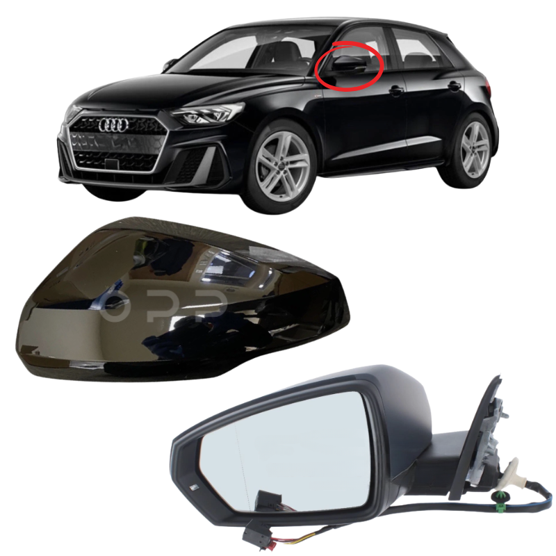 Audi A1 2018- Door Wing Mirror Complete Electric Heated Black