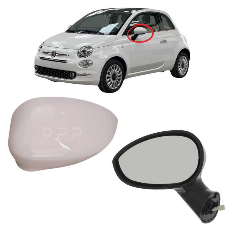 Fiat 500 2008-2017 Door Wing Mirror Complete Electric Painted Bianco White 268/A