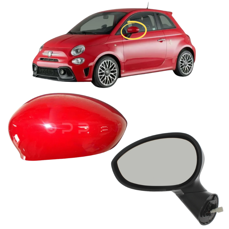 Fiat 500 2008-2017 Door Wing Mirror Complete Electric Painted Rosso Red