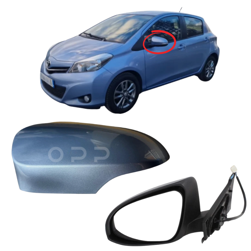 Toyota Yaris 2011-2019 Door Wing Mirror Complete Painted Light Metallic Blue