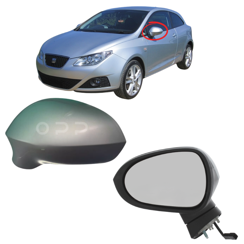 Seat Ibiza 2008-2017 Door Wing Mirror Complete Painted Florett Silver