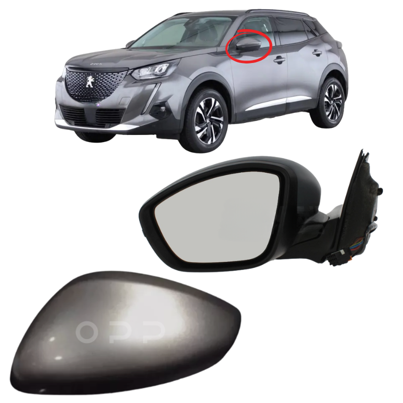 Peugeot 2008 2019- Door Wing Mirror Complete Painted Artense Grey KCA