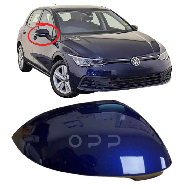 VW Golf MK8 2020- Door Wing Mirror Cover Painted Atlantic Blue LC5B
