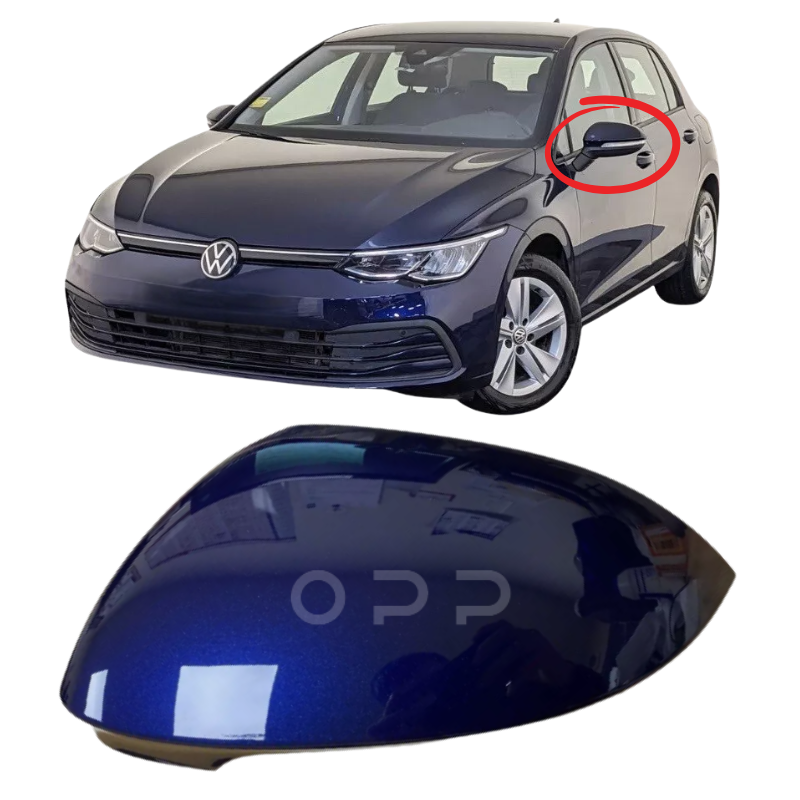 VW Golf MK8 2020- Door Wing Mirror Cover Painted Atlantic Blue LC5B