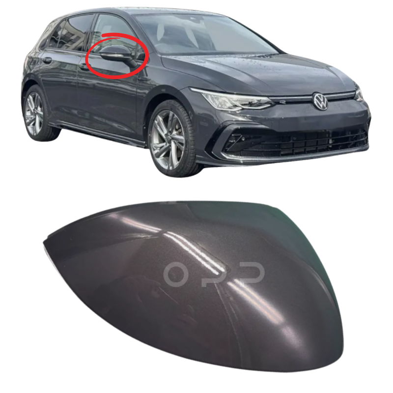 VW Golf MK8 2020- Door Wing Mirror Cover Painted Urano Grey L17F