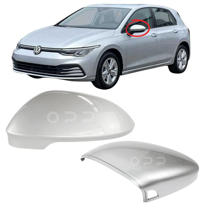 VW Golf MK8 2020- Door Wing Mirror Cover Painted Reflex Silver LA7W Lane Assist