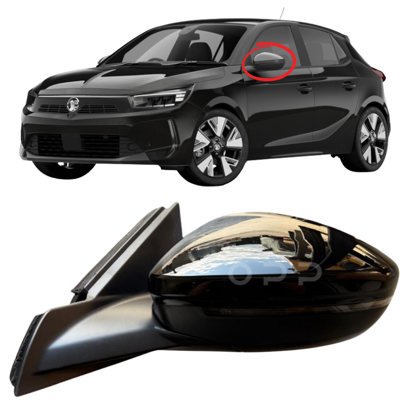 Vauxhall Corsa F 2019-2024 Door Wing Mirror Complete Painted Gloss Black Electric