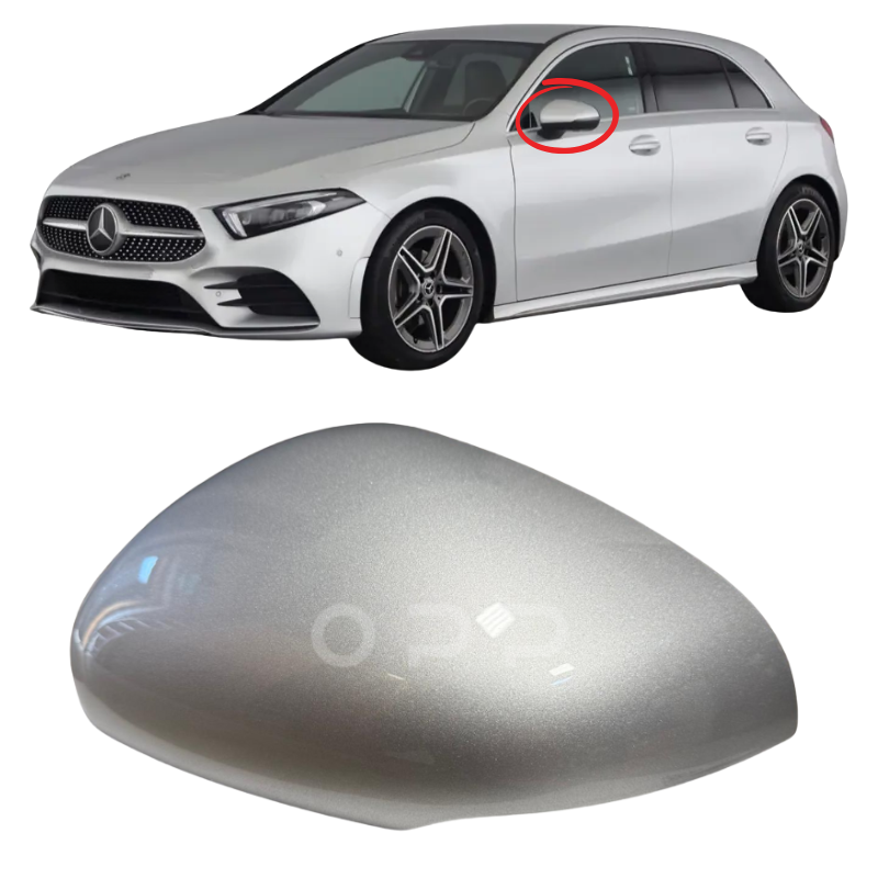 Mercedes Benz A Class W177 2019- Door Wing Mirror Cover Painted Palladium Silver
