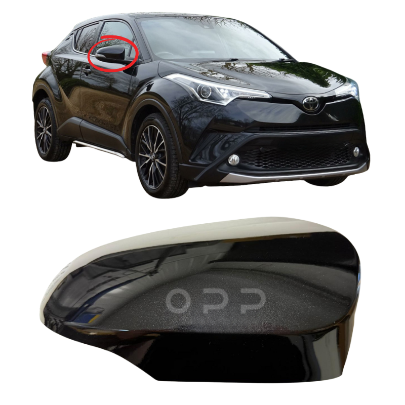 Toyota CH-R 2016-2023 Door Wing Mirror Cover Painted Metallic Black