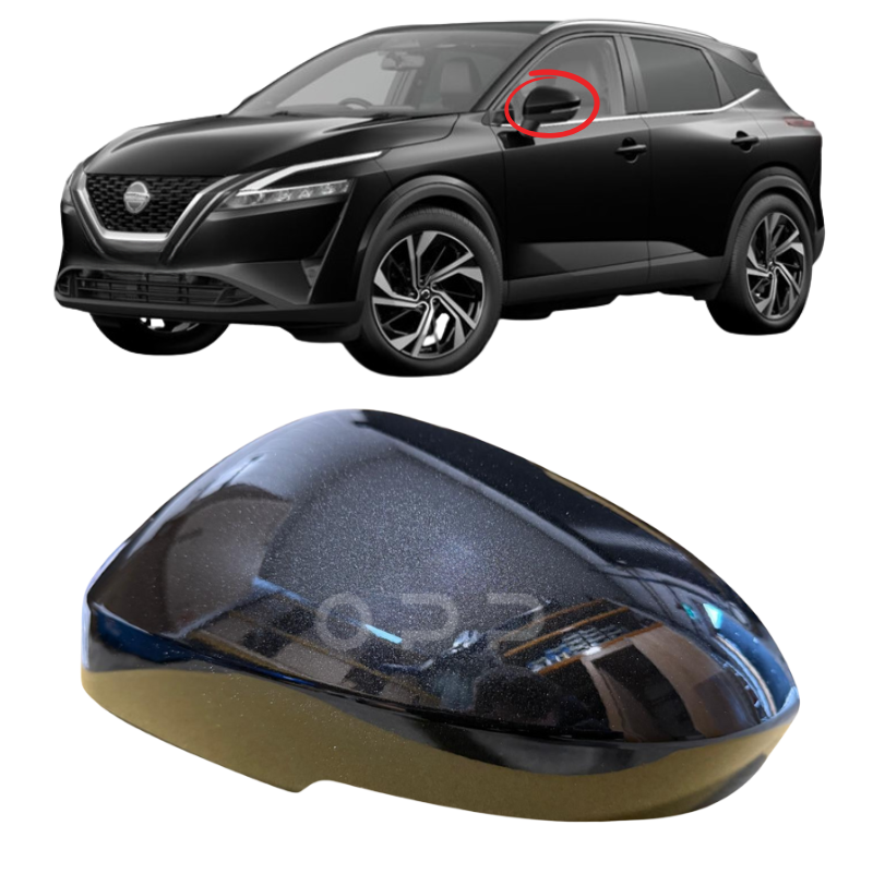 Nissan Qashqai 2021-2024 Door Wing Mirror Cover Painted Metallic Black