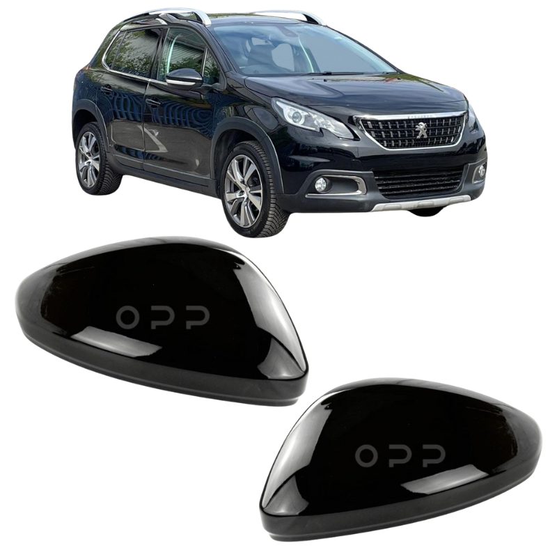 Peugeot 2008 2013-2019 Door Wing Mirror Cover Painted Gloss Black