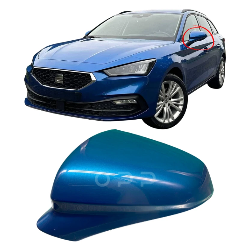 Seat Leon 2020-2024 Door Wing Mirror Cover Painted Azul Blue