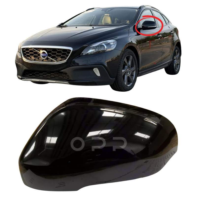 Volvo V70 Estate 2011-2017 Door Wing Mirror Cover Painted Black
