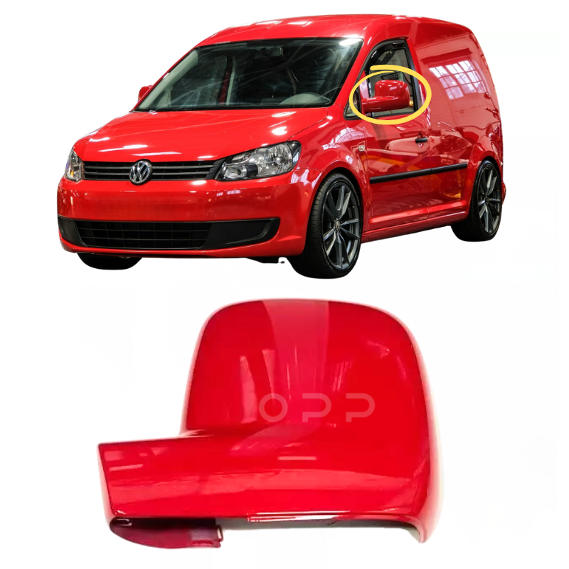 VW Caddy 2004-2021 Door Wing Mirror Cover Painted Tornado Red LY3D