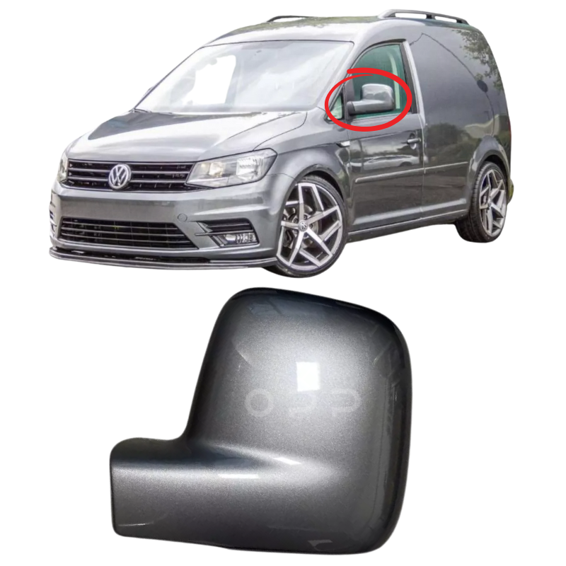 VW Caddy 2004-2021 Door Wing Mirror Cover Painted Natural Grey LH7W