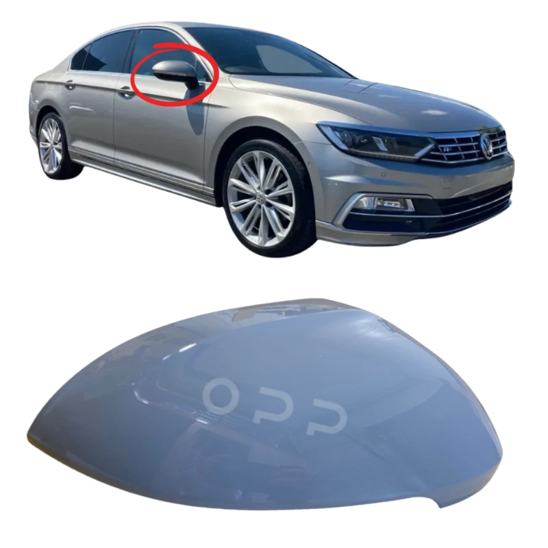 VW Passat MK7 B8 2015- Door Wing Mirror Cover Painted Moonstone Silver