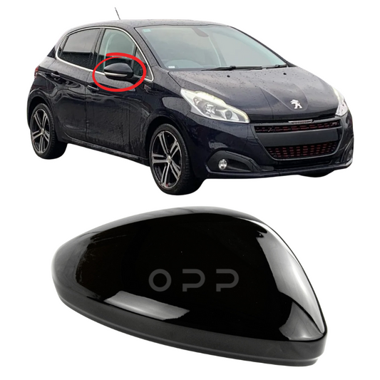 Peugeot 208 2012-2019 Door Wing Mirror Cover Painted Gloss Black