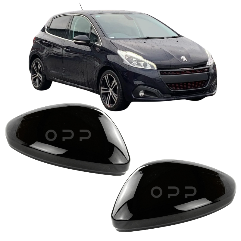 Peugeot 208 2012-2019 Door Wing Mirror Cover Painted Gloss Black