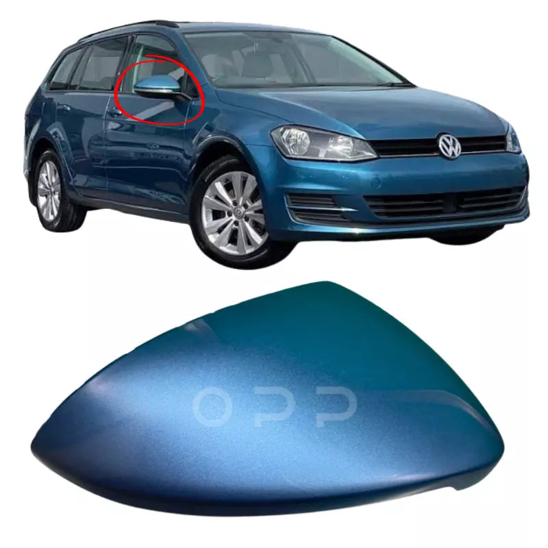 VW Golf MK7 2013-2020 Door Wing Mirror Cover Painted Pacific Blue LA5J