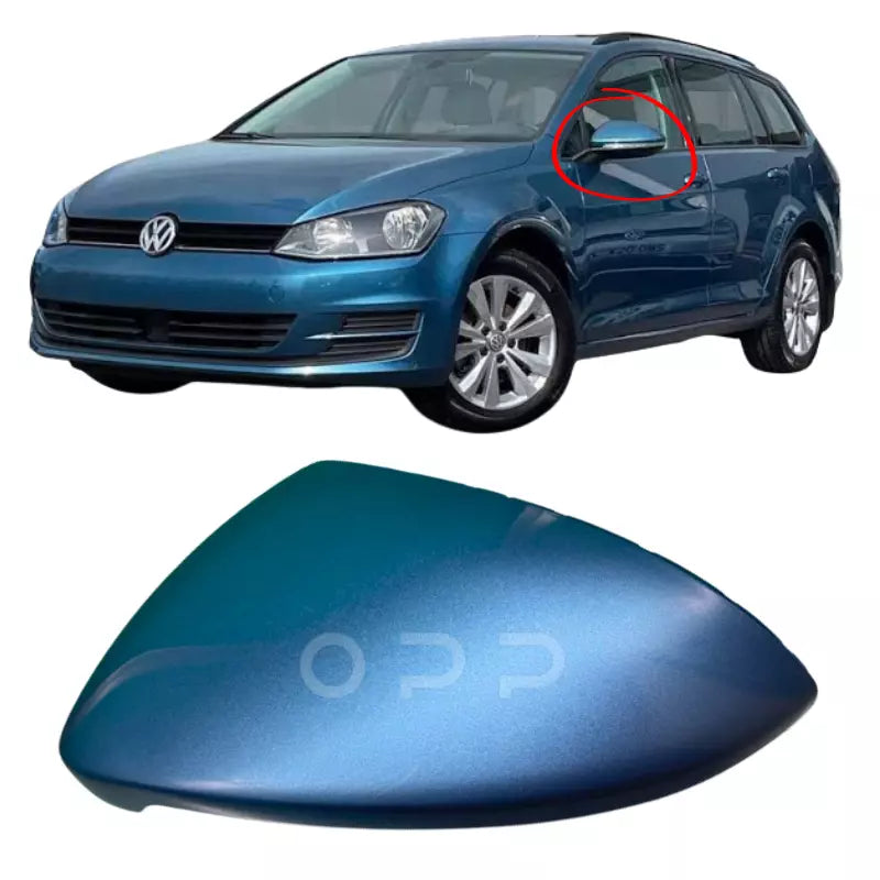 VW Golf MK7 2013-2020 Door Wing Mirror Cover Painted Pacific Blue LA5J