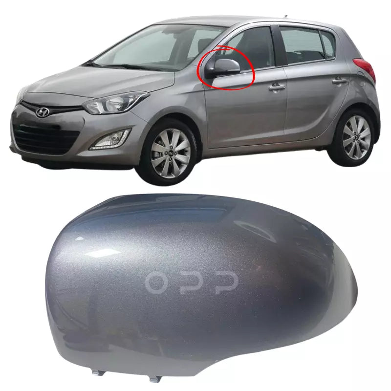 Hyundai i20 2012-2015 Door Wing Mirror Cover Painted Metallic Grey