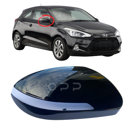 Hyundai i20 2015-2020 Door Wing Mirror Cover Painted Black