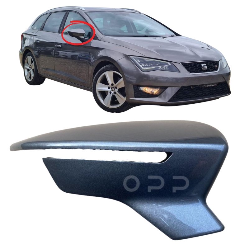 Seat Leon 2012-2021 Door Wing Mirror Cover Painted Metallic Grey